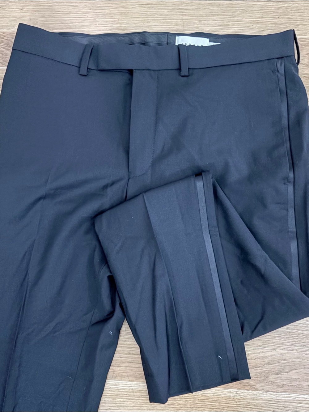 Topman Black Tuxedo Pants with Side Stripe